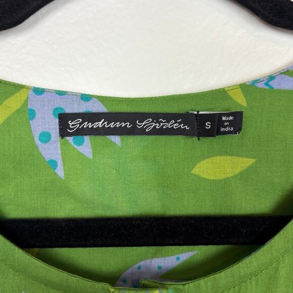 Gudrun Sjoden Floral Button Down Organic Cotton Freen Abstract Blouse Small - Picture 5 of 5